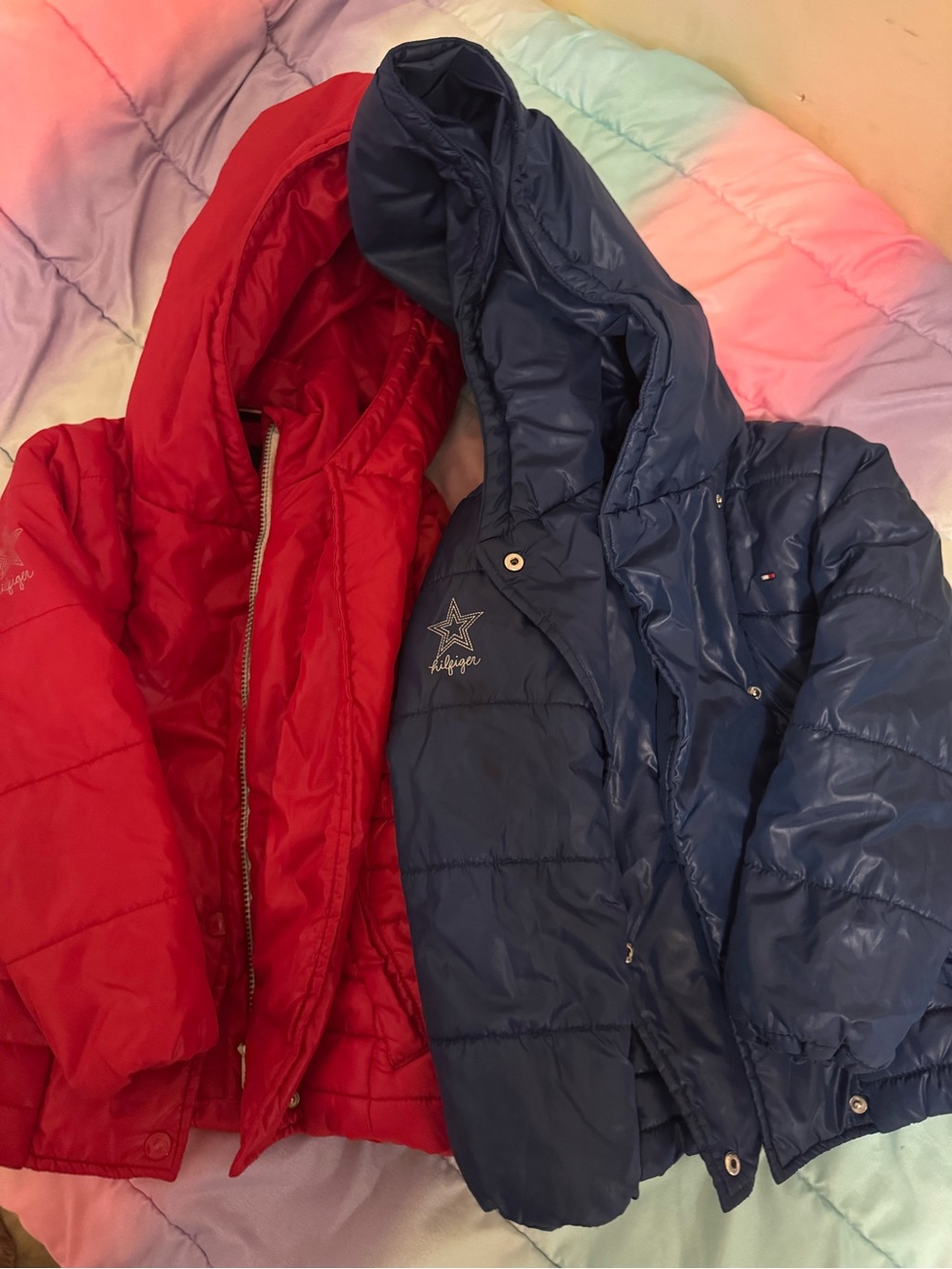 Tommy Hilfiger Kids Hooded Puffer Jackets - Red & Navy